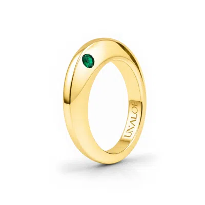 Unaloe Gold / Green Men's Green Quartz Band Ring – Gold-plated Sterling Silver In Gold/green