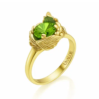 Unaloe Gold / Green Sterling Silver With Gold-plated Ring With Green Zircon Coleus–  Handmade Jewelry In Multi