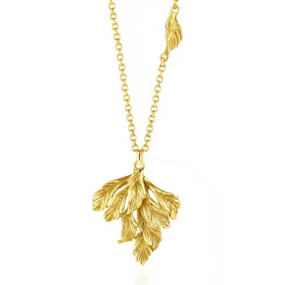 Unaloe Gold Leaf Pendant Necklace For Women – Gold Vermeil Statement Floral Jewelry
