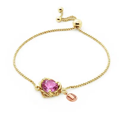 Unaloe Gold / Pink Coleus Gold Vermeil Bracelet With Pink Zirconia – Romantic Adjustable Jewelry For Women In Multi