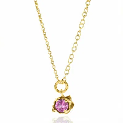 Unaloe Gold / Pink Pink Sapphire Look Gold Necklace For Women – Gold Vermeil Luxury Statement Pendant