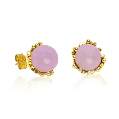 Unaloe Gold Plated Earrings With Natural Kunzite – Elegant Jewelry For Women