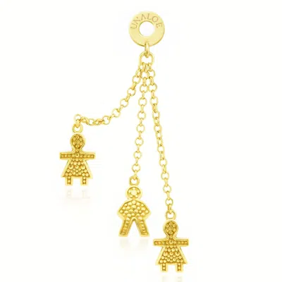 Unaloe Gold Plated Family Charm Chain Drop Earrings – Designer Statement Jewelry For Women