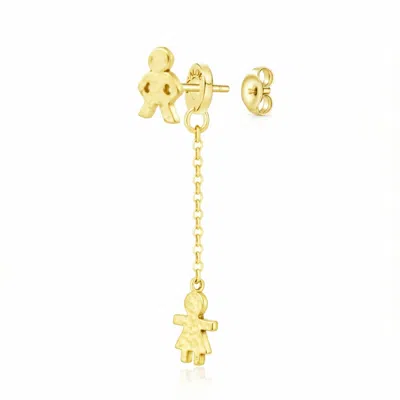 Unaloe Gold Plated Hammered Stud And Chain Drop Earrings Luxury Jewelry For Women