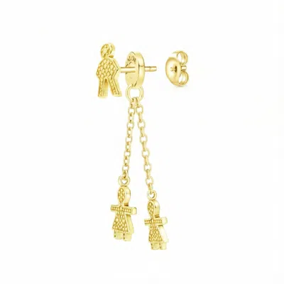 Unaloe Gold Plated Pavé Effect Double Chain Drop Earrings  Charms Jewelry For Women