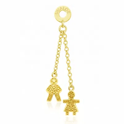 Unaloe Gold Plated Pavé Effect Double Chain Drop Earrings With Family Charms Jewelry For Women