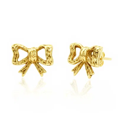 Unaloe Gold Plated Ribbon Bow Earrings – Chic Minimal Style And Symbol Of Grace – Jewellery For Women