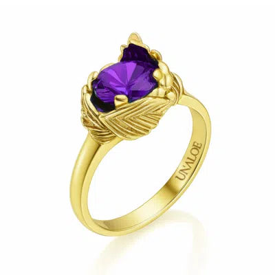 Unaloe Gold / Purple Sterling Silver With Gold Plated Ring With Purple Zircon Coleus–  Handmade Jewel In Multi