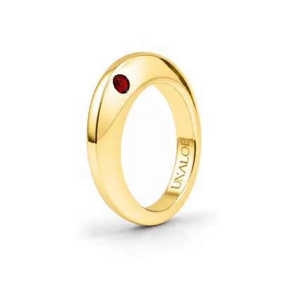 Unaloe Gold / Red Red Quartz Men's Band Ring – Gold-plated Sterling Silver In Gold/red