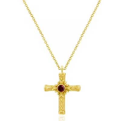 Unaloe Gold / Red Spiritual Cross Necklace With Ruby In Gold Vermeil – Jewelry For Men And Women