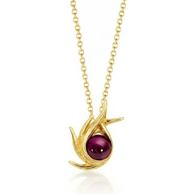 Unaloe Gold / Red Sterling Silver Poseidonia Necklace With Ruby And Gold Plating – Elegant Jewelry For Wome