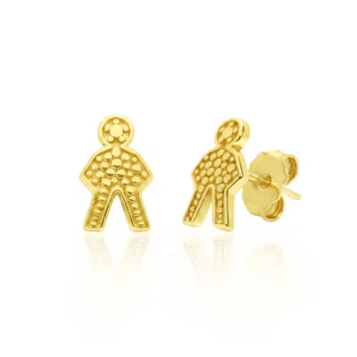 Unaloe Gold Vermeil Boy Stud Earrings – Contemporary Luxury Symbolic Designer Studs For Women