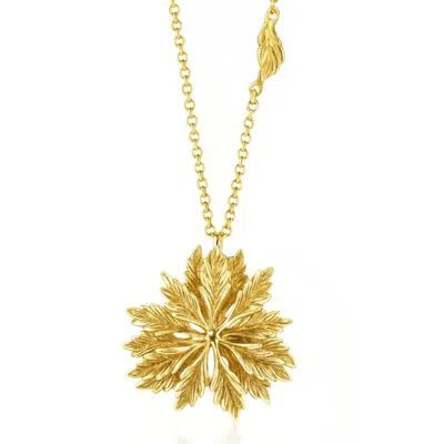 Unaloe Gold Vermeil Floral Star Necklace For Women – Italian Leaf Pendant Luxury Jewelry
