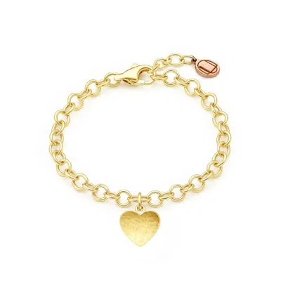 Unaloe Gold Vermeil Heart Bracelet For Women – Hammered Heart Chain Jewelry