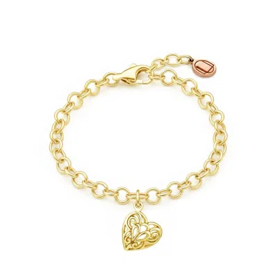 Unaloe Gold Vermeil Heart Charm Bracelet For Women – Fashion Openwork Jewelry