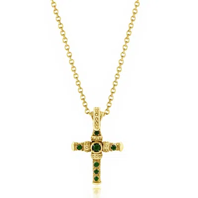 Unaloe Gold Vermeil Mystic Cross Necklace With Emerald - Elegant Jewelry For Women