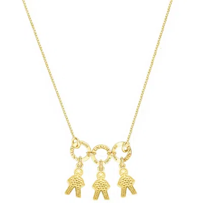 Unaloe Gold Vermeil Necklace With Three Baby Star Charms – Pavé Child Silhouette Pendants,  Jewellery For W