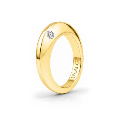 Unaloe Gold / White Clear Quartz Men's Band Ring – Gold-plated Sterling Silver In Gold/white