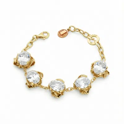 Unaloe Gold / White Coleus Ovalis Gold Vermeil Bracelet With Clear Cubic Zirconia – Timeless Women's Luxury In Multi