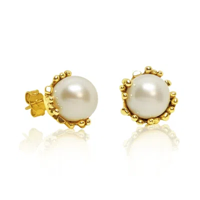 Unaloe Gold / White Gold Plated Earrings With Natural Pearl – Elegant Jewelry For Women