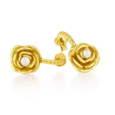 Unaloe Gold / White Gold Plated Rose Drop Earrings With Pearl – Earrings For Women – Jewelry For Women In Multi