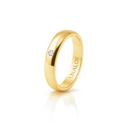 Unaloe Gold / White Men's Gold Plated Band Ring With Natural Diamond In Gray