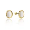 Unaloe Gold / White Oval Lobe Earrings In Gold Plated Sterlign Silver With Mother Of Pearl -  Jewelry For W In Multi