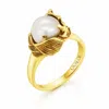 Unaloe Gold / White Sterling Silver-gold-plated Ring With Pearl Coleus–  Handmade Jewelry For Women In Multi