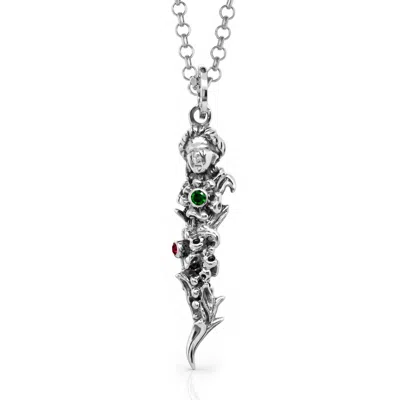 Unaloe Green / Blue / Red Men's Blindfolded Goddess Necklace With Ruby, Emerald & Sapphire – Sterling Silve In Green/blue/red