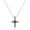 Unaloe Green / Silver Necklace With Emerald Cross Pendant – Sterling Silver Women's Jewelry In Gray