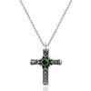 Unaloe Green / Silver Sterling Silver Cross Necklace With Central Stone Emerald – Jewelry For Men And Women In Multi