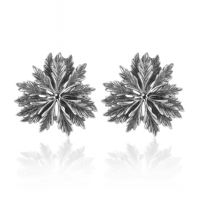 Unaloe Large Floral Earrings In Sterling Silver – Botanical Vintage Elegance – Jewellery For Women