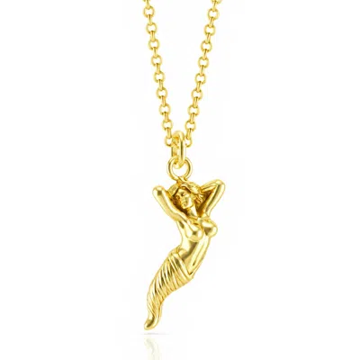 Unaloe Men's Blindfolded Goddess Sculptural Pendant Necklace – Gold Plated In Red