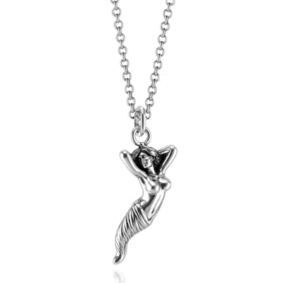 Unaloe Men's Blindfolded Goddess Sculptural Pendant Necklace – Sterling Silver In White