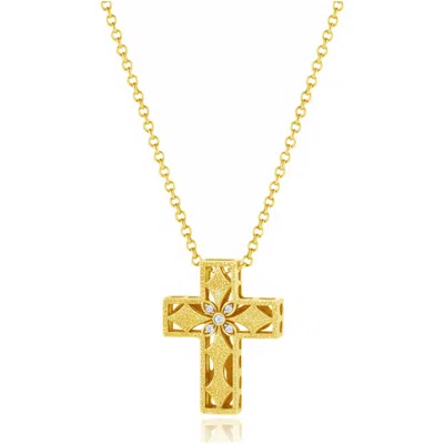 Unaloe Men's Geometric Cross Necklace – Gold Plated Sterling Silver Pendant