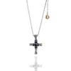 Unaloe Men's Green / Blue  Cross Pendant Necklace
