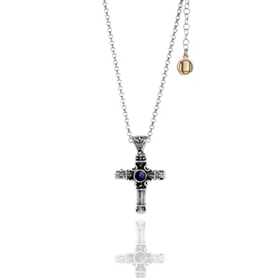 Unaloe Men's Green / Blue  Cross Pendant Necklace In Multi