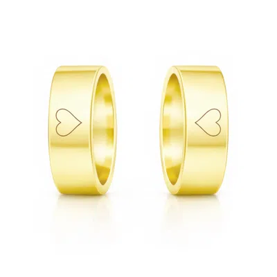 Unaloe Men's Heart Engraved Couple Band Rings In Sterling Silver With  Gold Plating – Matching Promise Ring