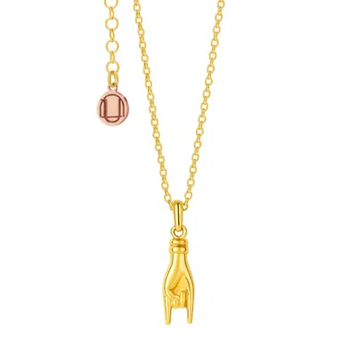 Unaloe Men's Italian Lucky Horn Hand Necklace – Pendant In Gold Plated