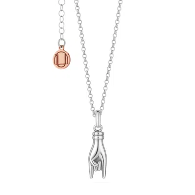 Unaloe Men's Men's Italian Lucky Horn Hand Necklace – Pendant In Sterling Silver