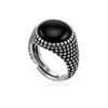 Unaloe Men's Silver / Black Unisex Sterling Silver Shield Ring With Luminous Black Onyx In Multi