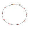 Unaloe Men's Silver / Red Sterling Silver Chain Necklace With Natural Red Coral