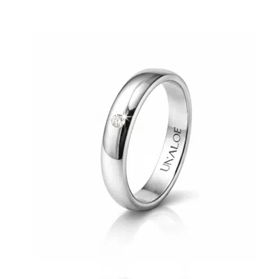 Unaloe Men's Silver / White Men's Smooth Sterling Silver Band Ring With Diamond- A Symbol Of Inner Strength In Multi