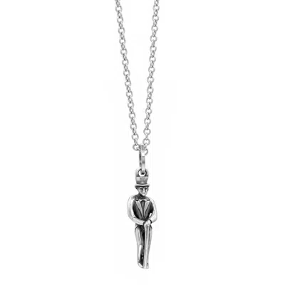 Unaloe Men's Sterling Silver Gentleman With Top Hat And Cane Pendant Necklace