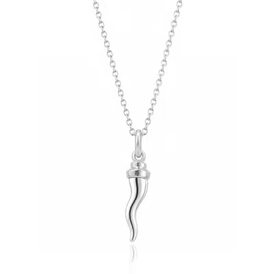 Unaloe Men's Sterling Silver Italian Horn Cornicello Necklace With Bowler Hat