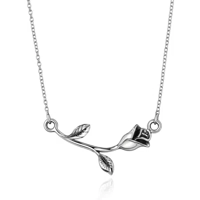 Unaloe Mood Sterling Silver Rose Stem Necklace – Romantic And Minimal Design – Jewellery For Women