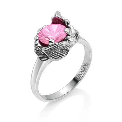 Unaloe Pink / Silver Sterling Silver Ring With Pink Zircon Coleus–  Handmade Jewelry For Women In Multi