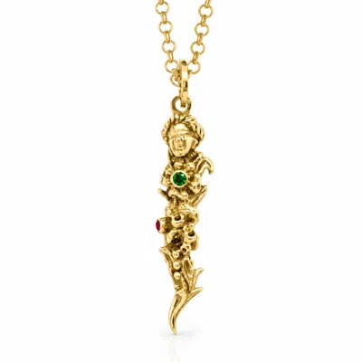 Unaloe Red / Green / Blue Men's Blindfolded Goddess Cornicello Necklace With Ruby, Emerald & Sapphire –  Go In Red/green/blue
