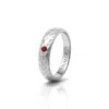 Unaloe Red / Silver Men's Hammered Sterling Silver Band Ring With Ruby In Silver
