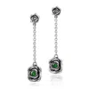Unaloe Rocks  Sterling Silver Rose Drop Earrings With Emerald Stone – Earrings For Women – Jewelry For Wome In Silver